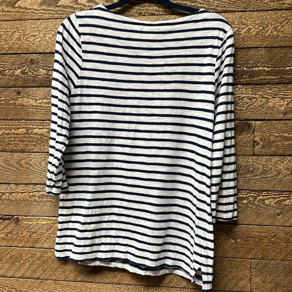 CHICO’S Chronicle Striped Embroidered Tee Size Med - Picture 7 of 7